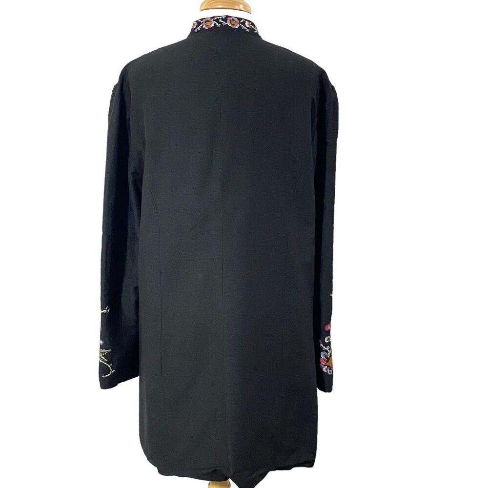 UNITS Jacket Embroidered XL Floral Black SILK BLEND Lined India - Picture 3 of 7